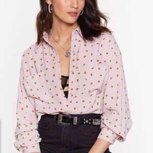 Nasty gal Dainty Leopard Oversized Button Up Shirt size medium